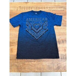 American Fighter Boys Youth Large Blue Black Graphic Tee Short Sleeve Shirt y2k
